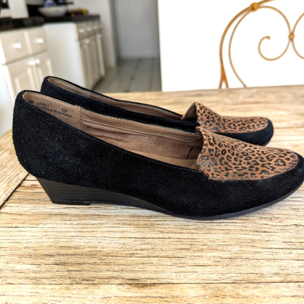 Aerosols Black Suede Wedges